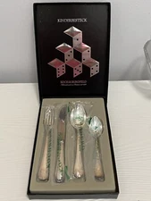 Koch & Bergfeld Kinder Besteck Childs Silverware 4 Piece Set Silver INIT RB NIB