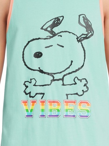 Snoopy Men's Pride Graphic Tank Top Caribbean Aqua Large - 第 3/5 張圖片