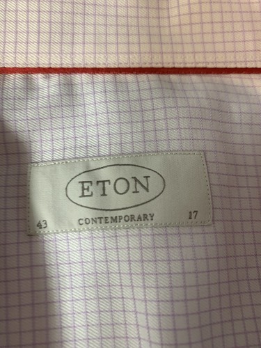 Eton Hemd mit Knopfleiste Herren 45 17-3/4 weiß kariert langarm modern - Bild 2 von 5