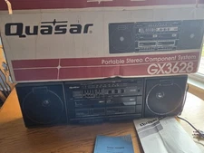Quasar GX3628 Vtg Portable Cassette Boombox Stereo AM/FM Radio Retro Tested Work