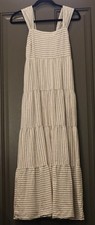 Madewell Stripe Tiered Maxi Dress in Hemp Vertical Stripe XXS