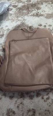 Mia Italian Leather Medium Large Backpack Blush Jude Beige