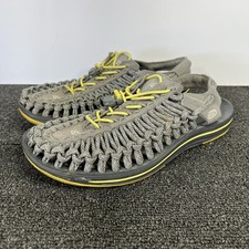 Keen Uneek Sport Sandals Mens Size 10 Gray Yellow Paracord Braided Rope Shoes
