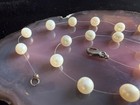Vintage Floating Faux Pearl Gold Lobster Claw Clasp 15.5 Inch Necklace Marked — photo 1