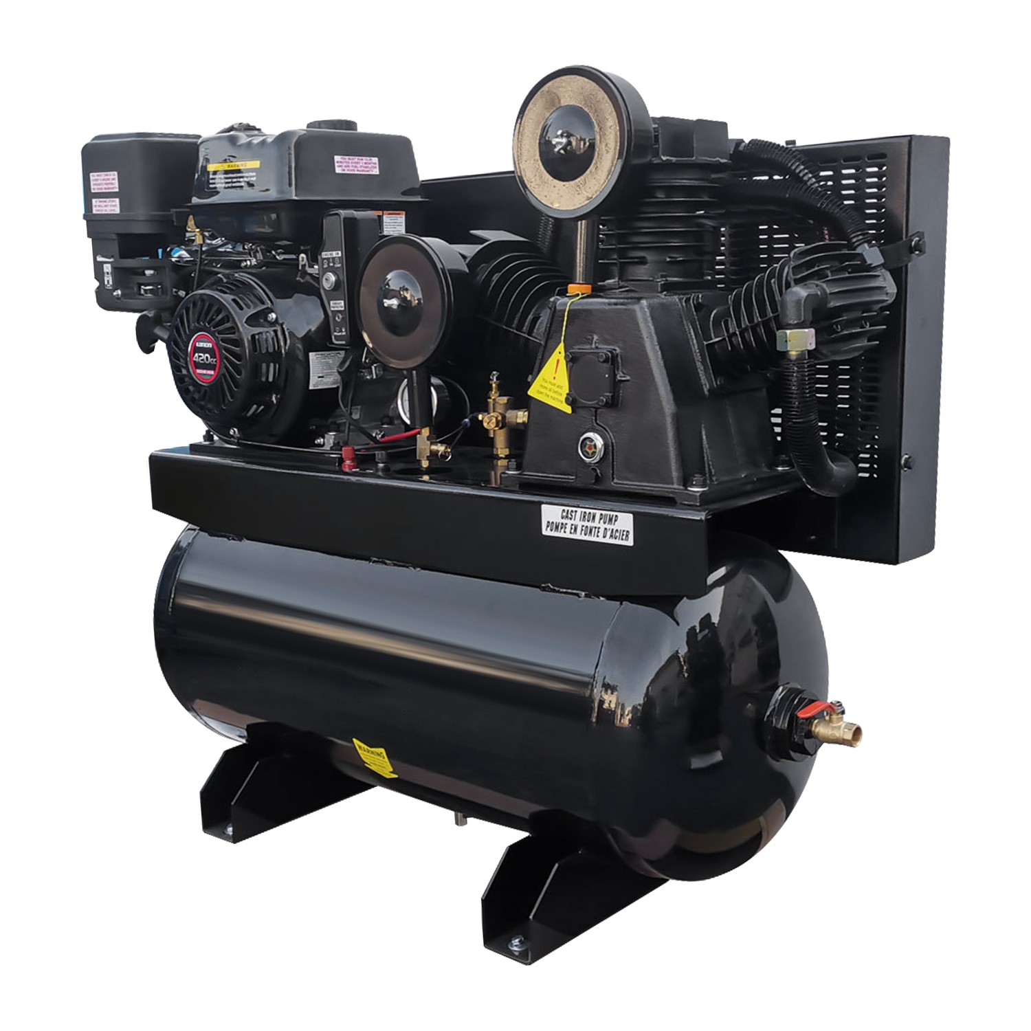 13HP Gas Driven Piston Air Compressor 3 Cylinder 30 Gallon 420CC 125PSI 44cfm