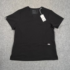 NWT Figs Black Casma Three-Pocket Short Sleeve Scrub Top Women's Size Large