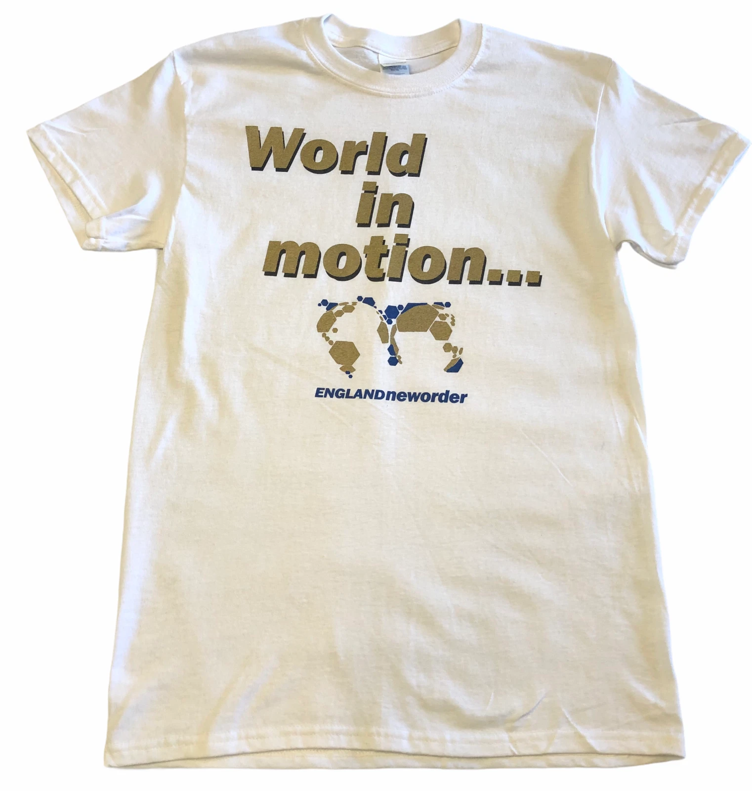 Iconic New Order 'World in Motion' WHITE T-Shirt *** World Cup***