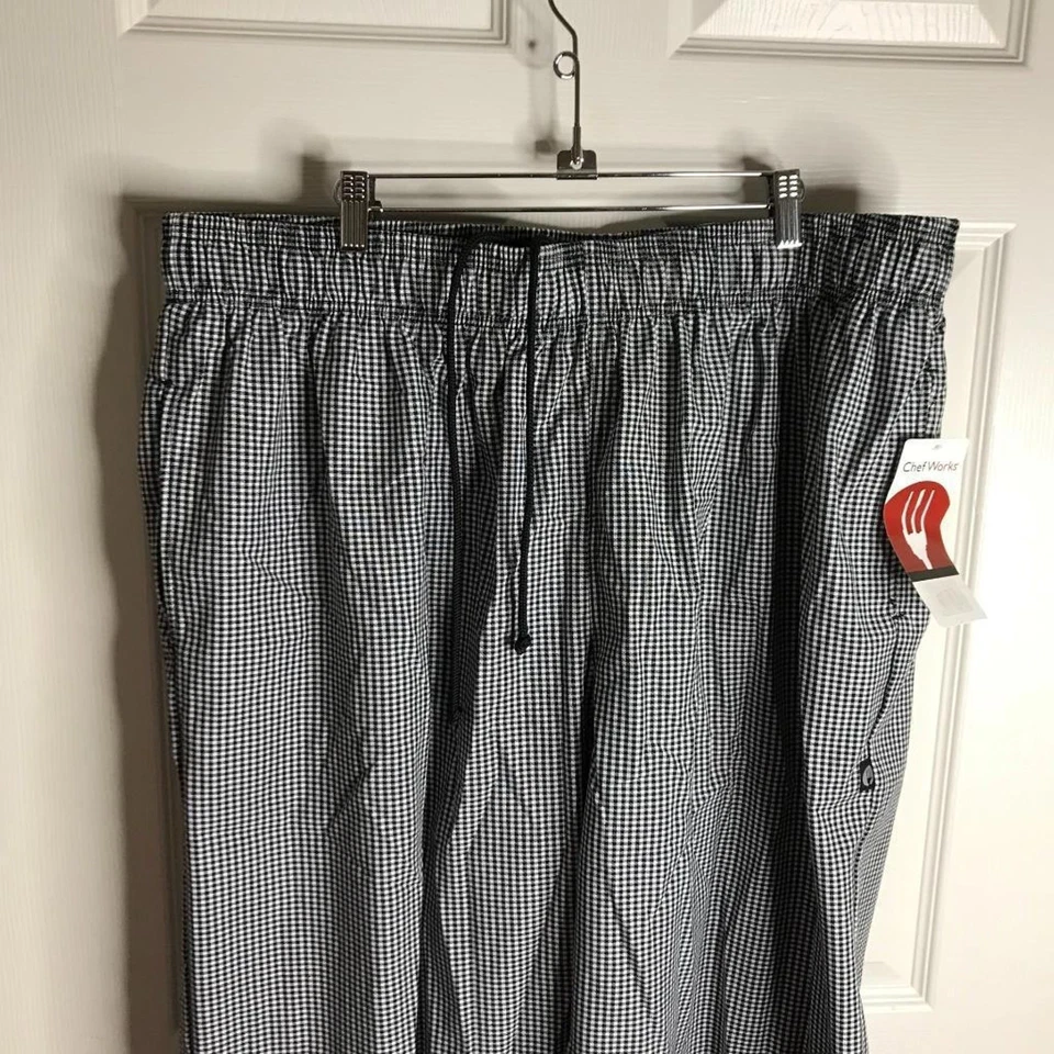 Chef Works Elastic Waist Baggy Restaurant Chefs/Cooks Checked Pants NEW Size 4XL - Image 2 of 4