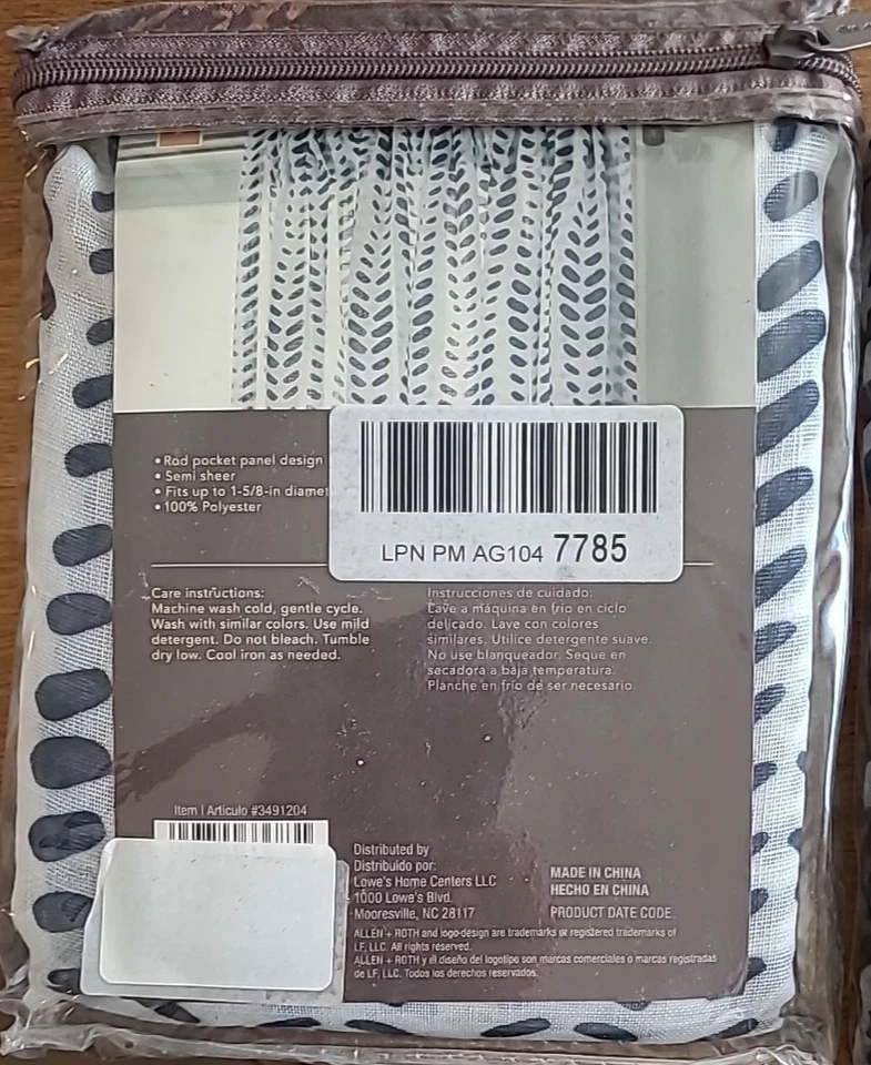 (2) Panel de cortina individual semi transparente azul marino Allen + Roth Willow 84 pulgadas *443 Foto 3 de 3