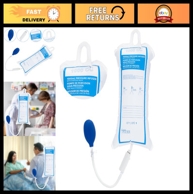 Pressure Infusion Bag 1000ml IV Pole Sack with 3-Way Stopcock & Color-Coded Gaug