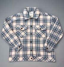 Boston Traders Shacket Womens M Blue Tan Plaid Tweed Button Up Wool Blend