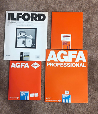Vintage AGFA ILFORD Photo Paper Lot 8x10 11x14 Darkroom Brovira Portriga