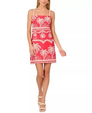 Adrianna by Adrianna Papell Women' Palm-Print Shift Dress Red Ivory Size 10 $129