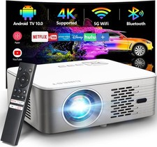 CiBest Smart 4k Projector with WiFi 6 and Bluetooth, Outdoor Movie Projector