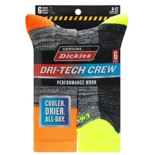 High Visibility Moisture Wicking Crew Socks 6-Pair Pack for Work Safety