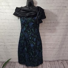 Vtg 80s Gunne Sax Jessica McClintock Metalic Brocade Mini Formal Dress Sz 9/10