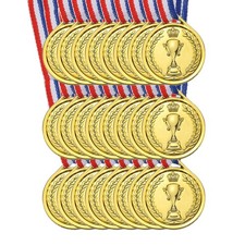24Pcs 1.5" Mini Plastic Gold Winner Award Medals 1st Prize Medals with Ribbon