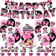 Minnie Party Supplies,32Pcs Birthday Decorations Set Include Banner, Balloons, H