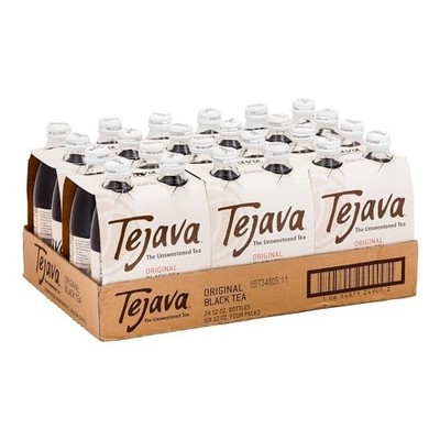 Tejava Original Unsweetened Black Iced Tea, 12 oz Glass Bottles, 24 Pack.