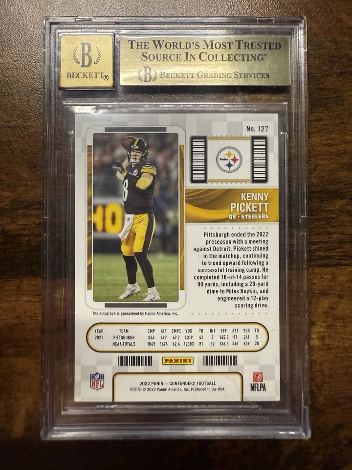 2022 Contenders Kenny Pickett Auto RC BGS 9.5 Raiders Steelers - Imagem 2 de 3