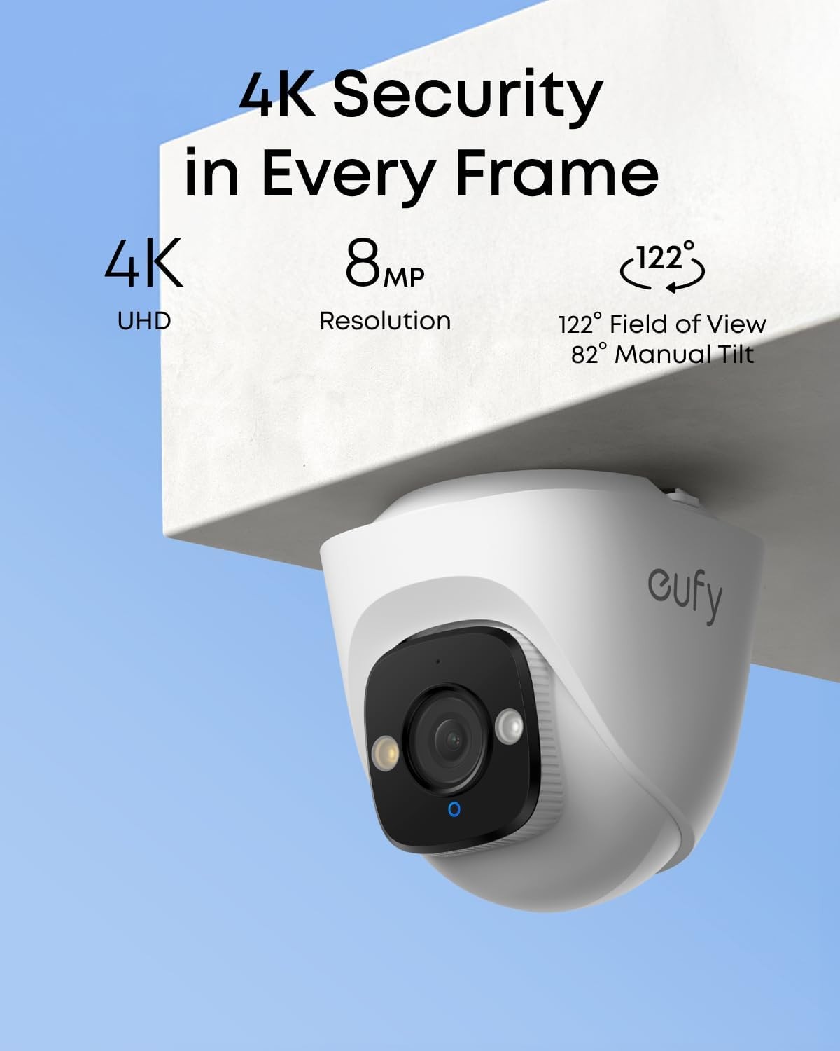 eufy PoE Turret Security Camera E41, NVR Add On Cam, 4K UHD, Color Night Vision