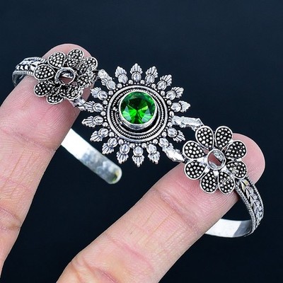 Peridot Handmade 925 Sterling Silver Jewelry Cuff Bangle e060