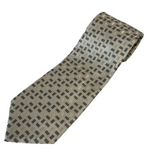 Bruno Piattelli 100 Silk Tie Cream Beige Gray Geometric Made in USA