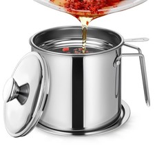 Bacon Grease Container With Strainer, 1.8L / 61fl oz Oil Filter with Fine Mes...