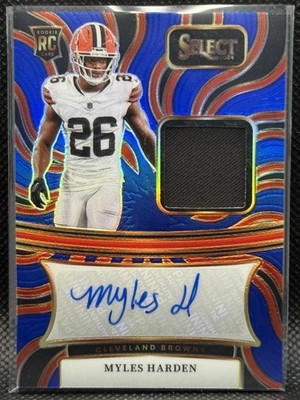 2024 Panini Select #RSM-MHN Myles Harden Rookie Auto Memorabilia Blue Prizm #/75