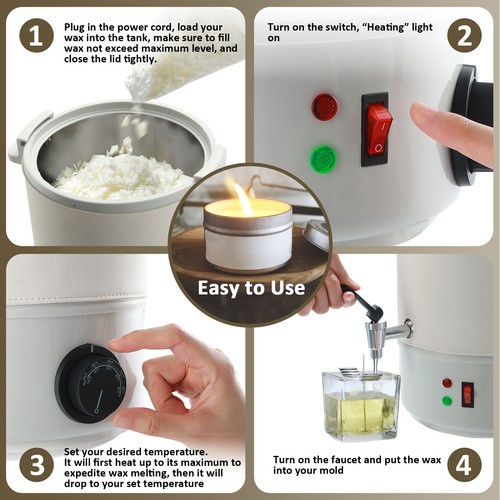 10.5Qts /10L Commercial Wax Melter Electric Saop Candle Making Melting Pot Kit - Picture 9 of 14