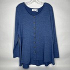 D&co Denim & Co. Women's Top Sz L French Terry Tunic Blue Sweater Legging Cover