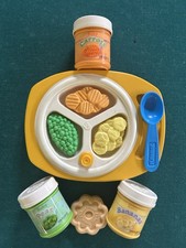 VTG Fisher Price Fun With Food Baby's Mealtime Spoon dish Food And Cookie