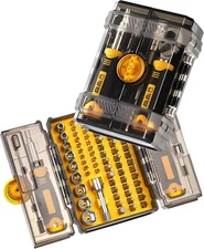 78 PCS Ratcheting Screwdriver Set Ratchet Wrench 78PCS, Silver, Yellow, Black 