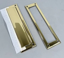 Baldwin 0017003 Magazine Sized Spring Tension Brass Letter Box Plate