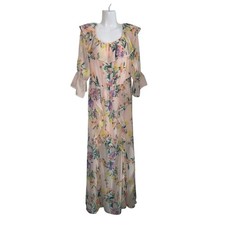 New York & Company Floral Print off the Shoulder Maxi Dress Large Spring Bridal