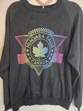 Vintage 90's Canada Niagara Falls Crewneck Sweatshirt Sz Lg Maple Leaf Rainbow