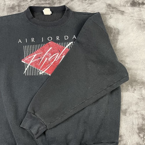 Felpa girocollo grafica Nike Air Jordan Flight vintage anni 90 nera ADULTO XL sbiadita - Foto 10 di 13