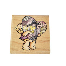 Rubber Stampede B4796C Beary's Big Heart Wood Mount Rubber Stamp