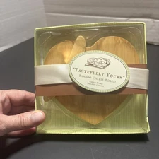 Bamboo Cheese Board with Knife Spreader. I Have 4 In Stock Heart Shape