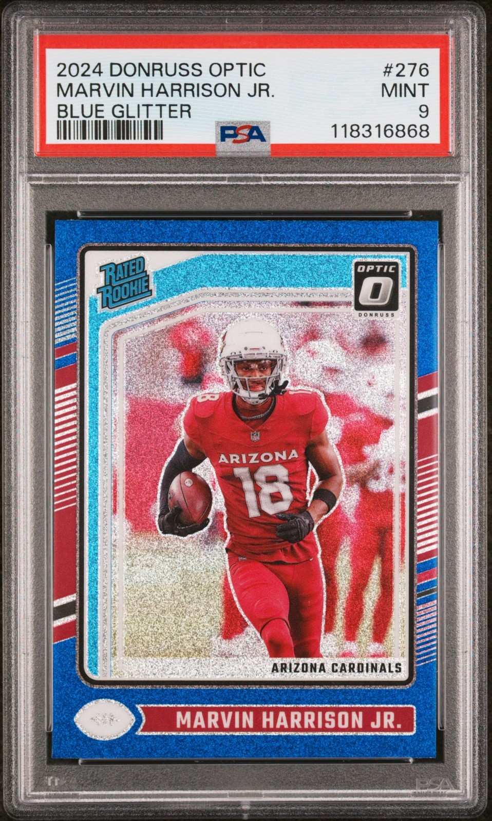 2024 Donruss Optic Marvin Harrison Jr. #276 Blue Glitter SSP PSA 9 Cardinals