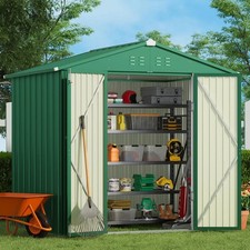 8 x 6 ft Metal Outdoor Storage Shed Green Garden Tool Shed with Double Doors