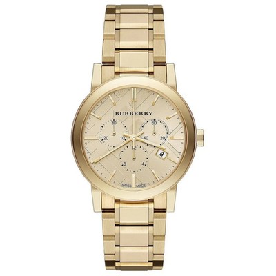 BRANDNEUE ORIGINAL BURBERRY BU9753 THE CITY GOLDFARBENE UNISEX CHRONO UHR - 38mm