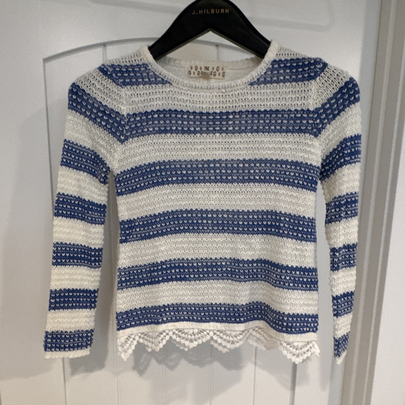 Pink Republic Girls Striped Knit Sweater Lace Hem M 10/12 PF6K29744
