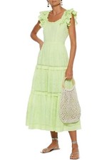 Ulla Johnson Julietta Broderie Anglaise Cotton Midi Dress, Pistachio Size 4 NWT