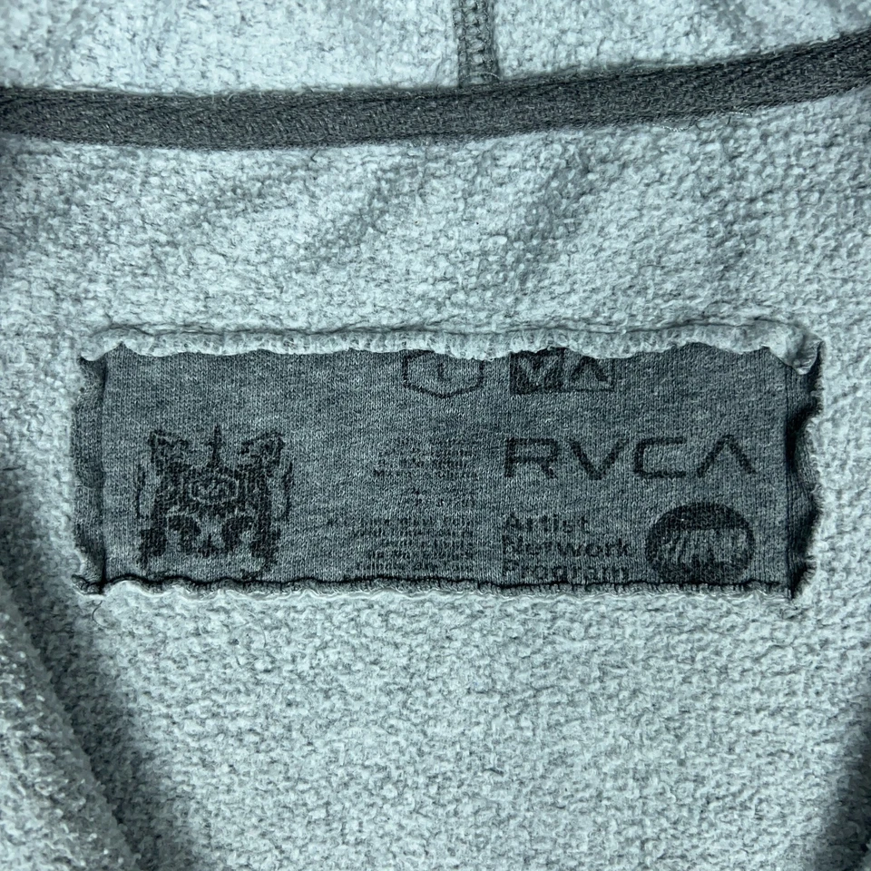 RVCA Hoodie Mens Large Gray Artist Network Full Zip Embroidered Logo Sweatshirt - Image 4 of 4