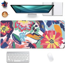 Abstract Floral Leaves Mouse Pad Desk Mat,Boho Art Extended Gaming Mouse Pad ...