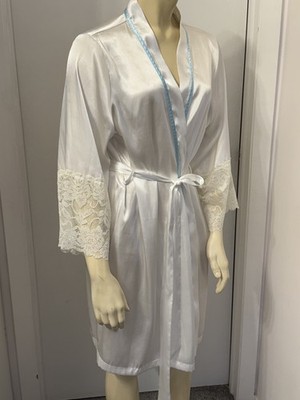  Linea Donatella White Satin  Bride  Robe Size L/XL