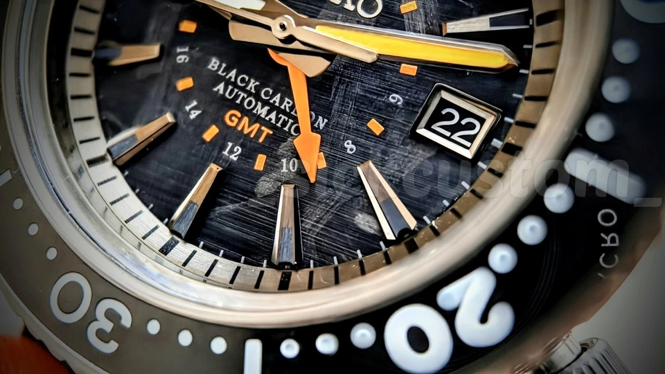 Reloj TITANIUM SEA LORD Automático GMT Sub Diver Negro Carbono Mod 43mm ¡ZAFIRO! Foto 4 de 4