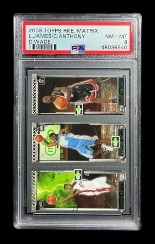 2003 topps matrix #0 lebron james, dwyane wade, carmelo anthony rc; rookie PSA 8