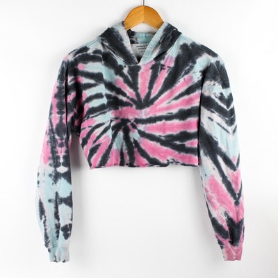 Rue21 Damen Kurz Kapuzenpullover In Pink Blau Grau Batik Größe S